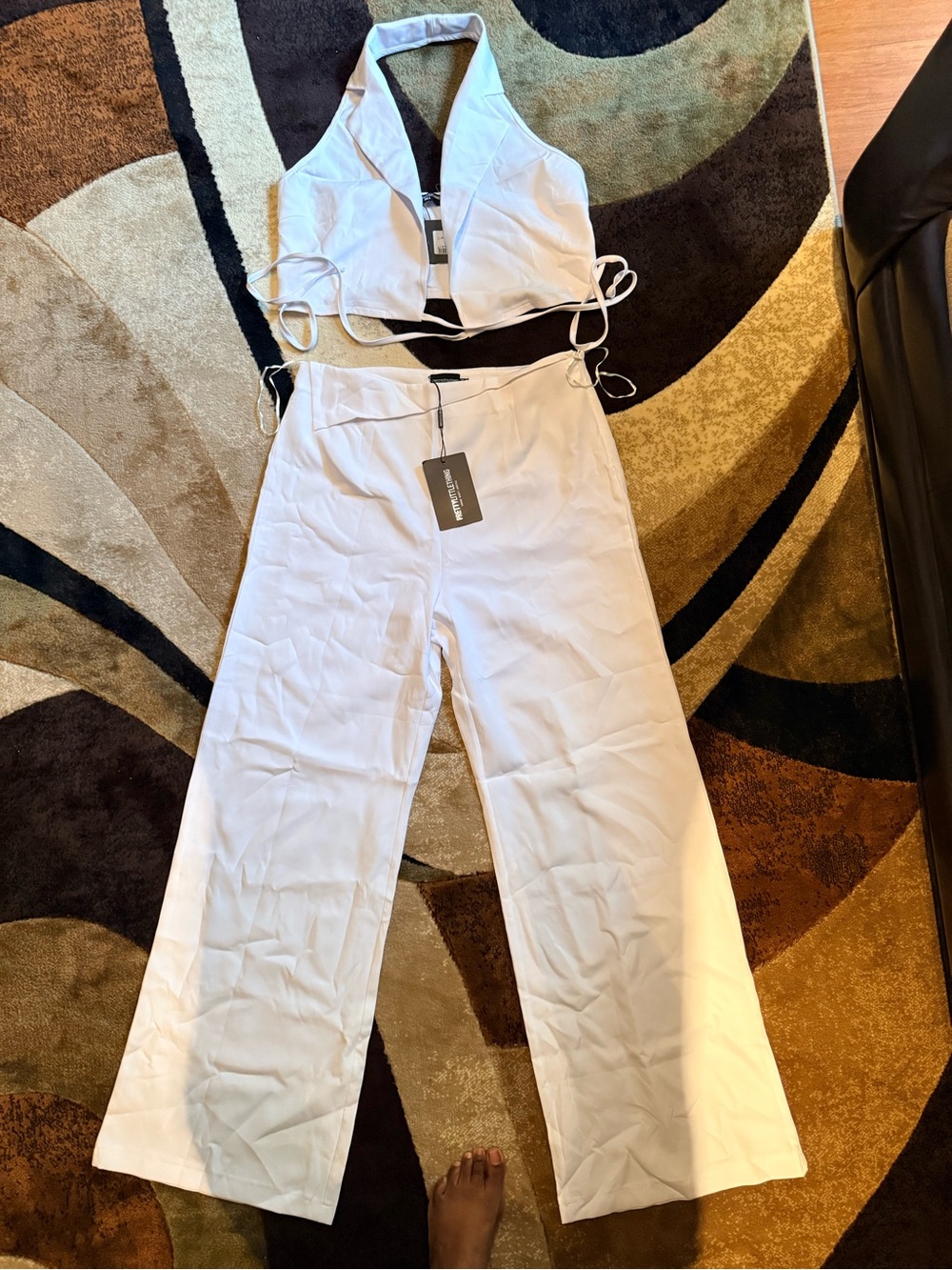PrettyLittleThing White High-Rise Wide Leg Pants